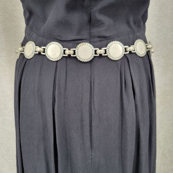 Fossil Vintage Italian Black Leather  and Silver Concho Coin Chain Women's Belt - Picture 14 of 14